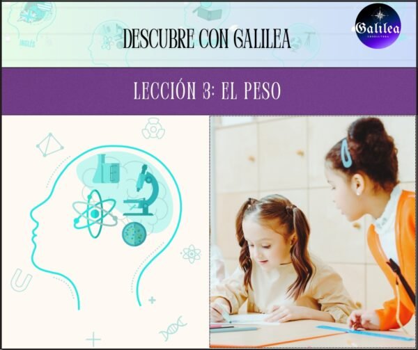 Portada del recurso educativo "Lección 3: El Peso" – Ciencias para transición y primero (PDF descargable de Galilea)